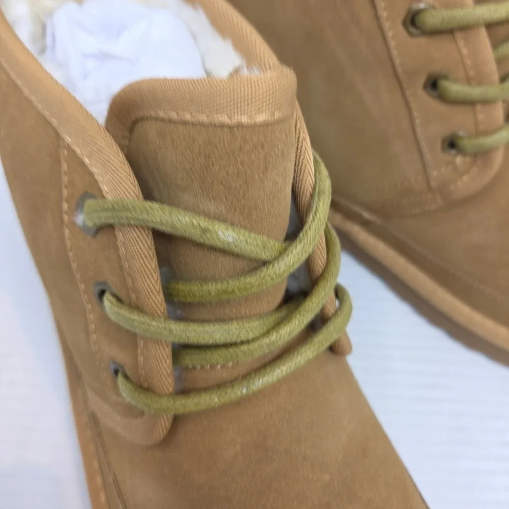 Bruno Marc Chukka Boots 10 Mens Tan Faux Fur Lined Suede Lace Up Casual Winter